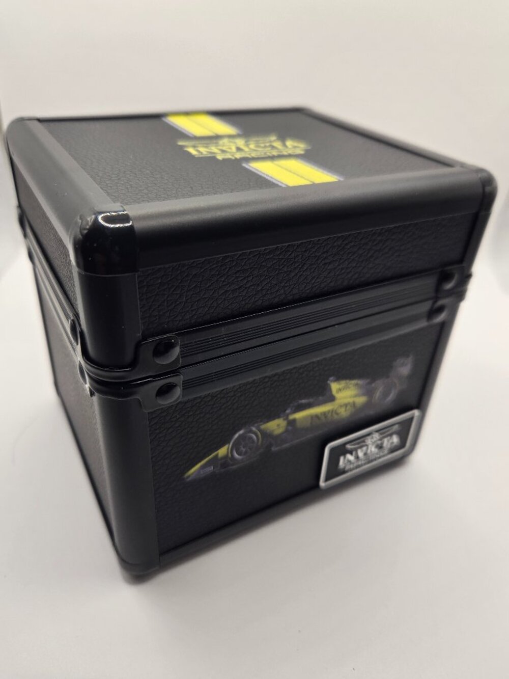 Invicta Racing 1-slot Aluminum Watch Box (IPM645) with Keychain and Lanyard.